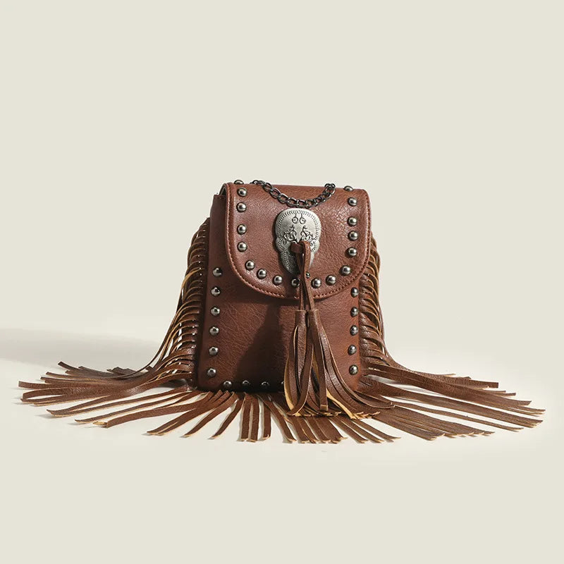 Punk Tassel Leather Shoulder Bag