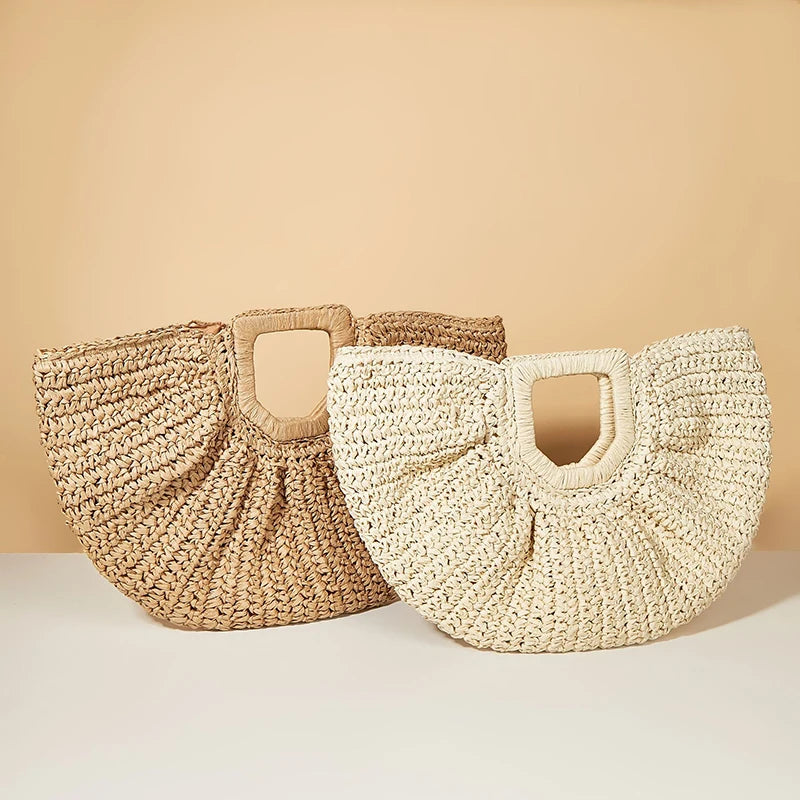 Moonlit Straw Shopper Bag