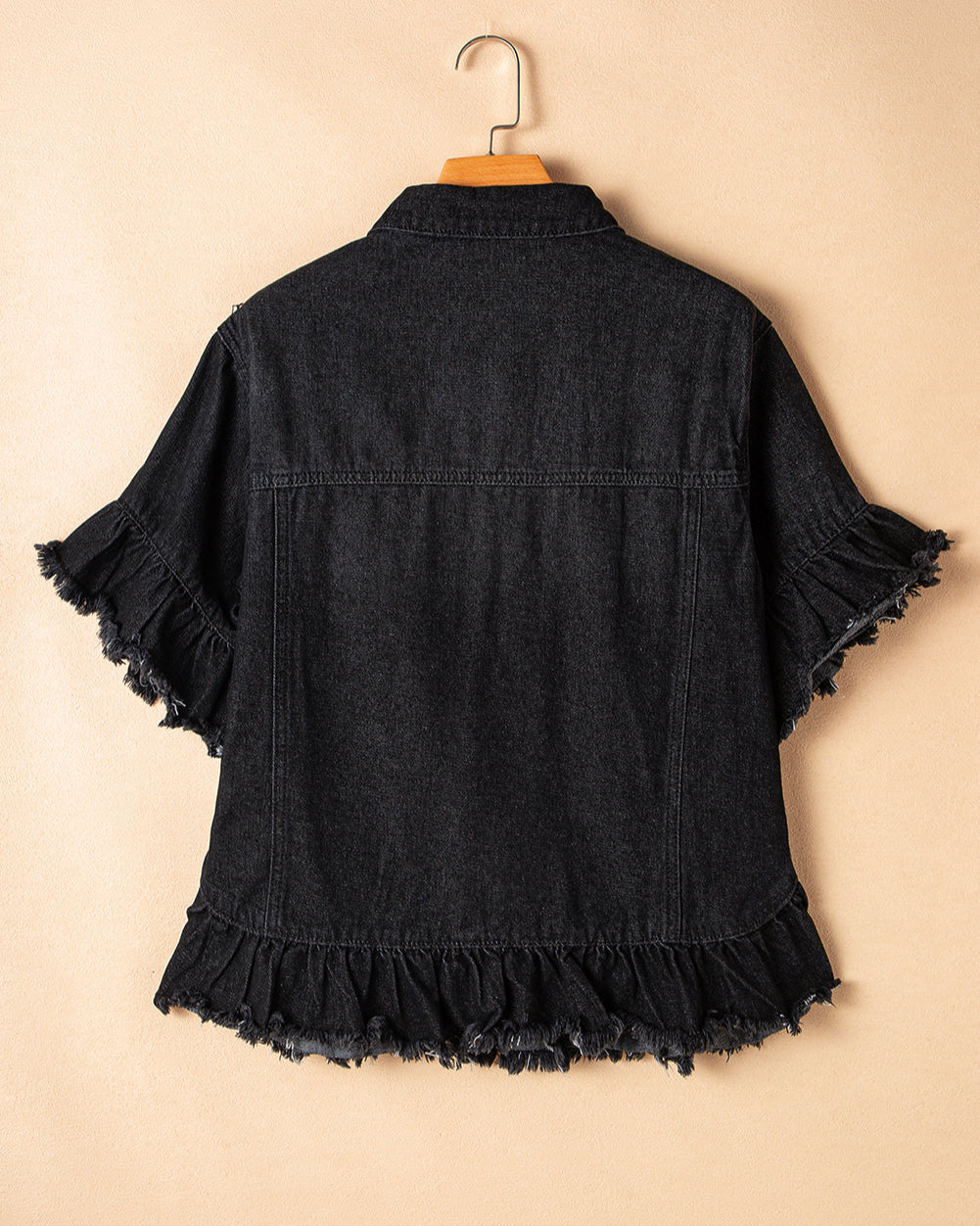 Midnight Ruffle Denim Jacket