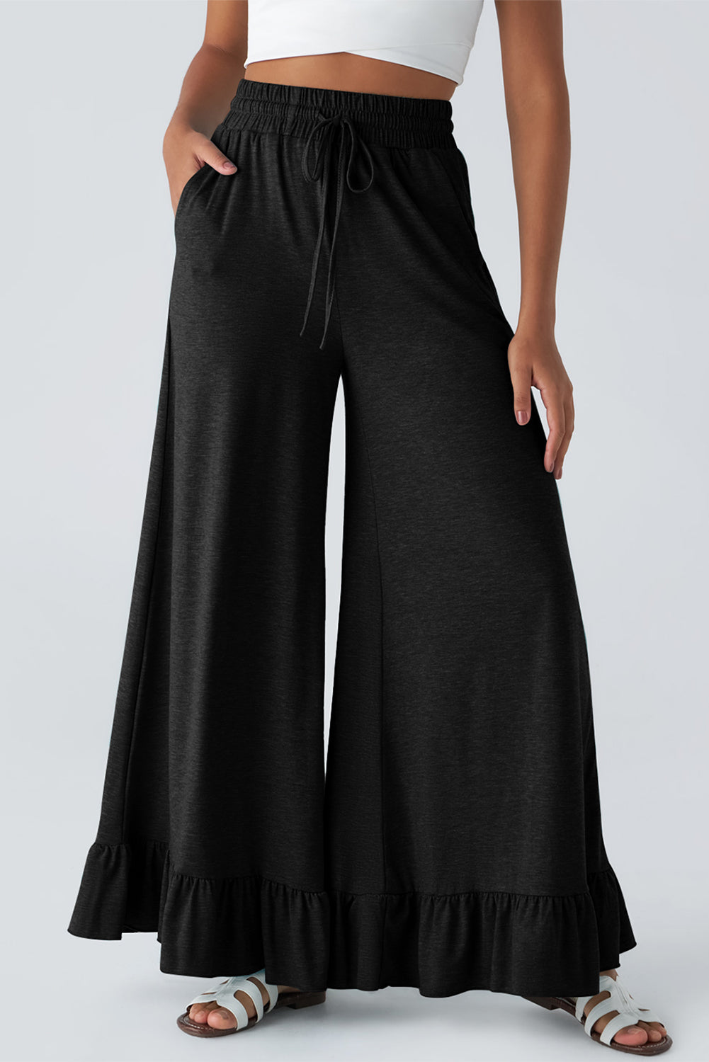 Noir Ruffle Breeze Pants