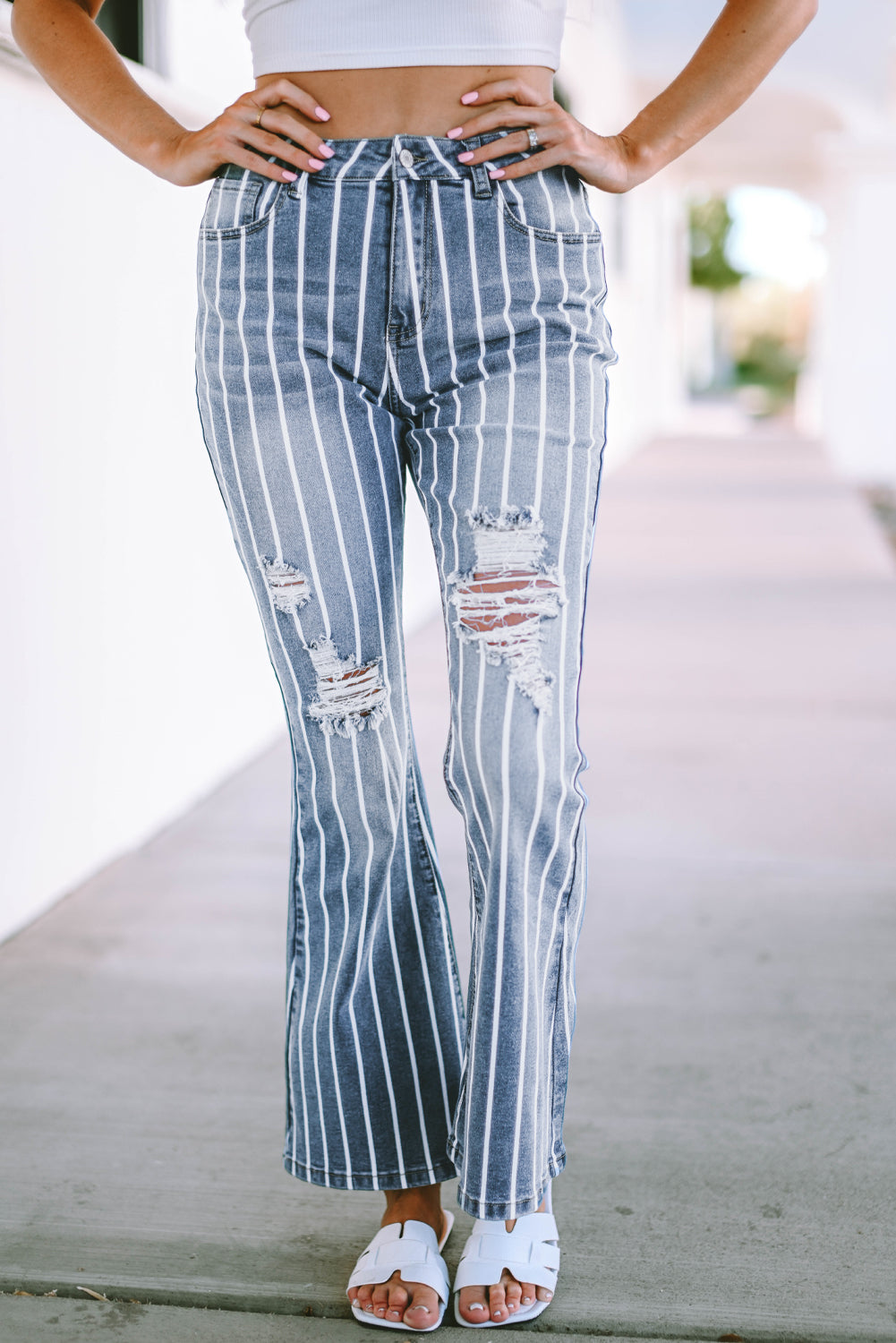 Skyline Stripe Flare Jeans