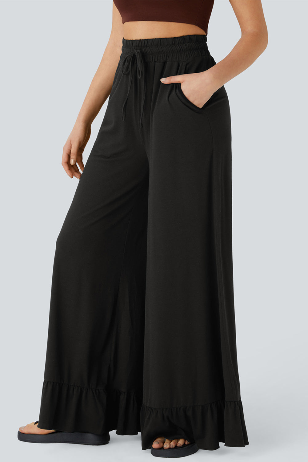 Noir Ruffle Breeze Pants
