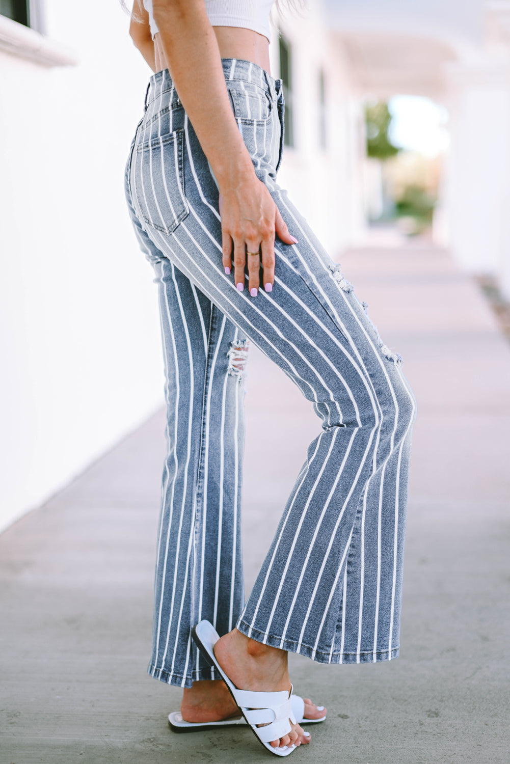 Skyline Stripe Flare Jeans