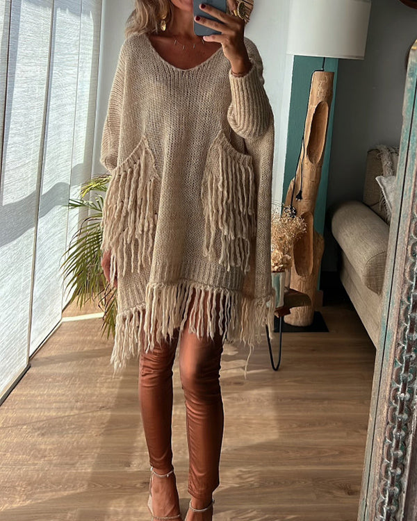 Boho Fringe Knit Sweater