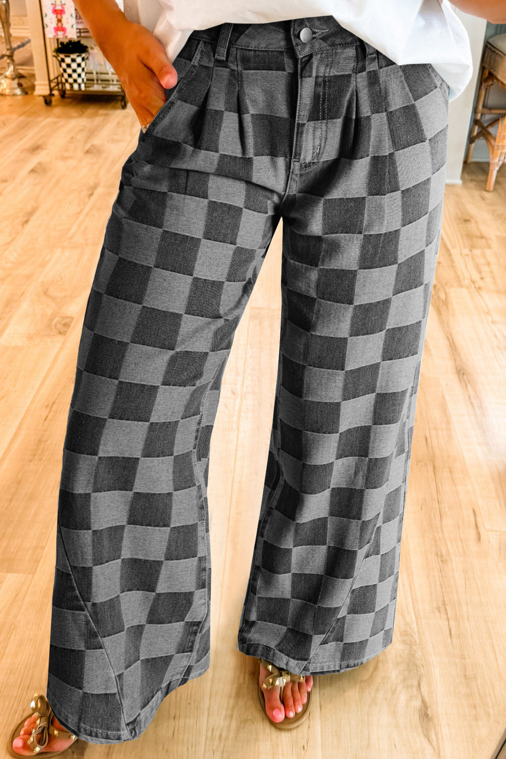Checkmate Wide Leg Jeans