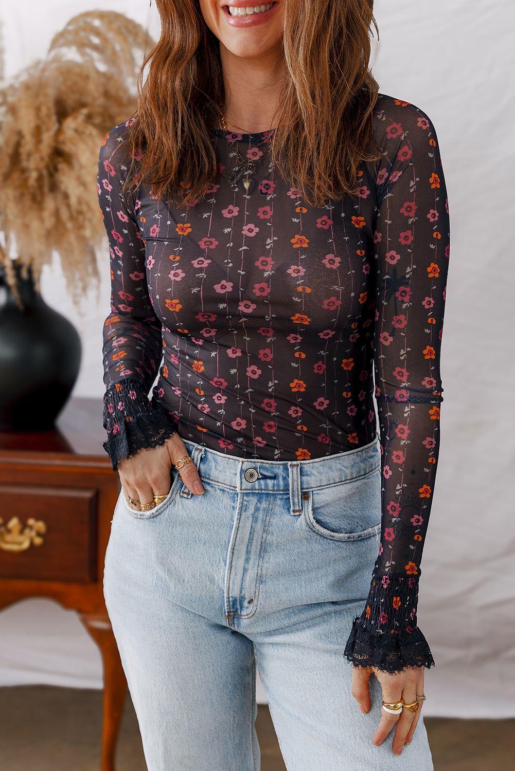 Midnight Bloom Mesh Bodysuit