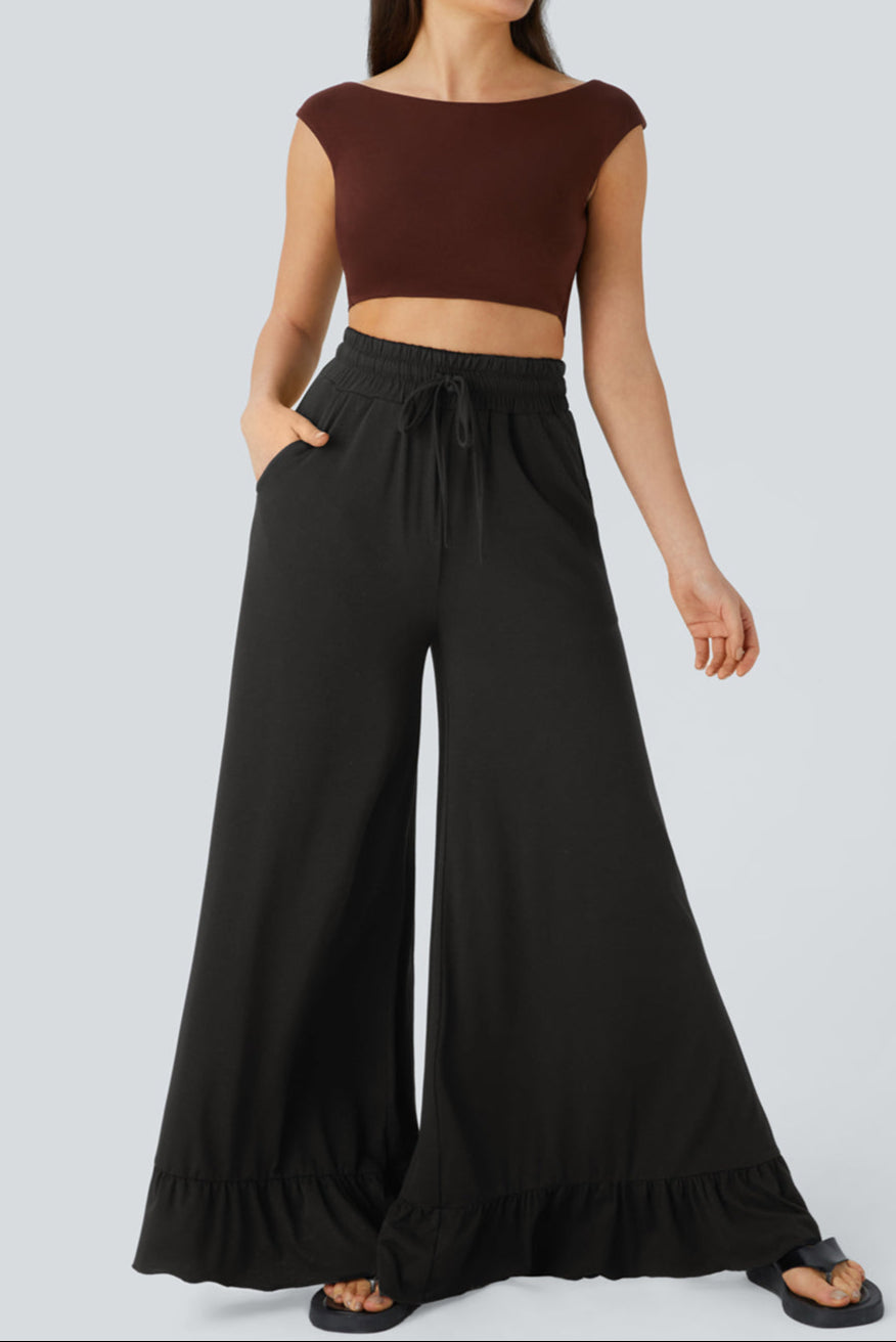 Noir Ruffle Breeze Pants