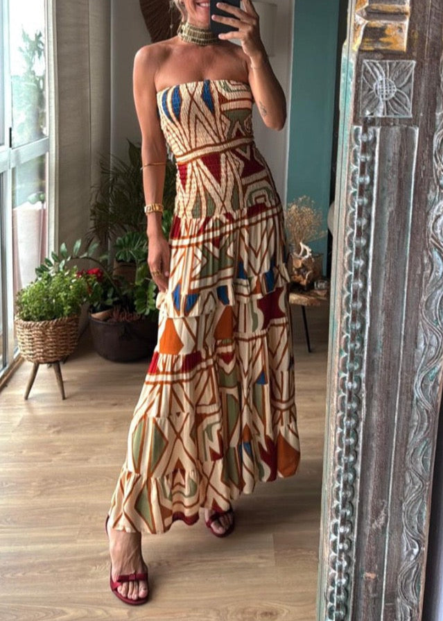 Retro Bloom Strapless Dress