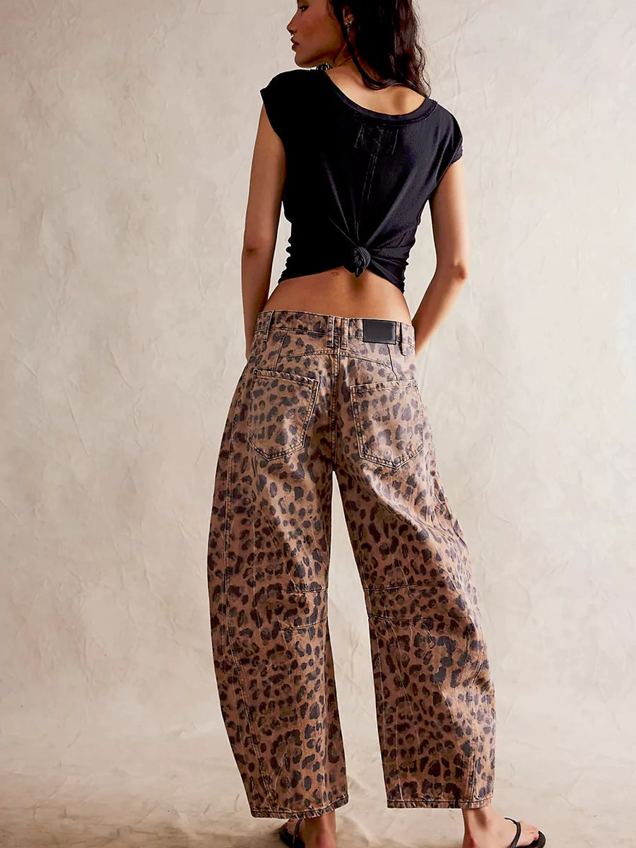 Boho Spliced Straight-Leg Jeans