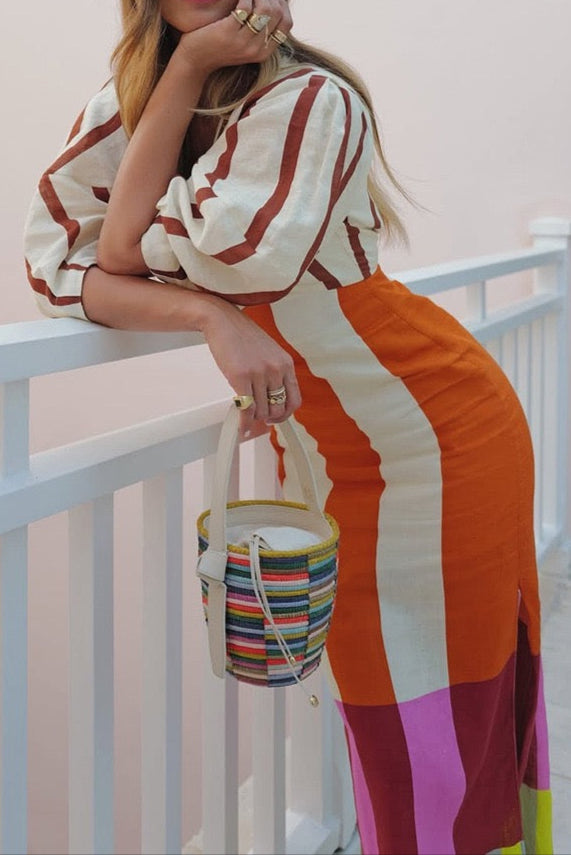 Solena Stripes Maxi Dress