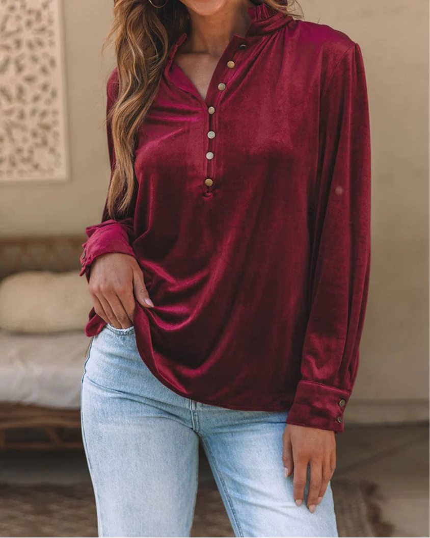 Azure Velvet Blouse