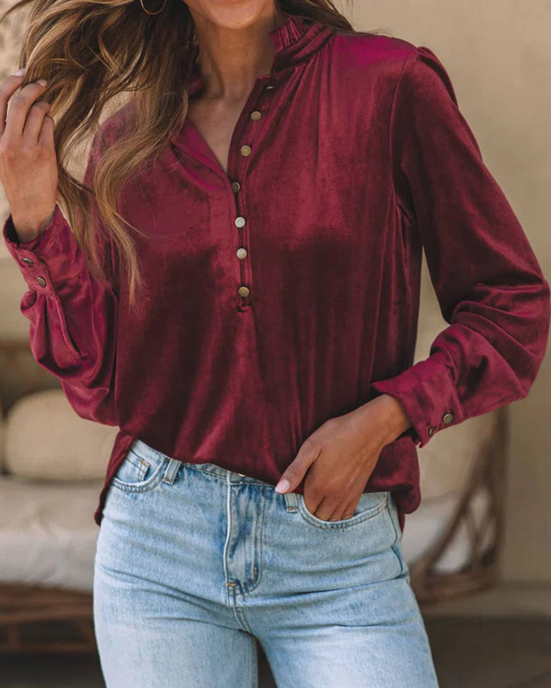 Azure Velvet Blouse