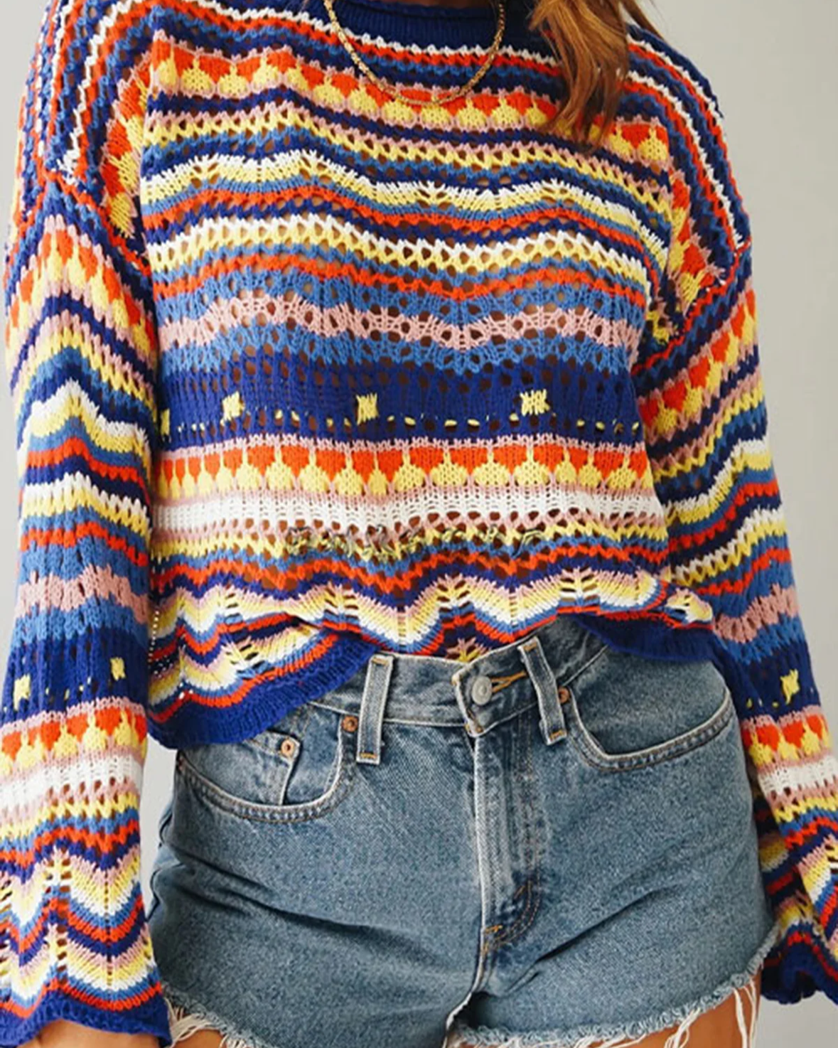 Rainbow Crochet Pullover