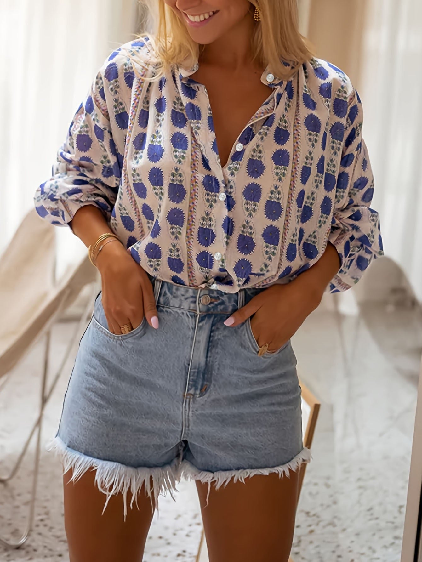 Indigo Bloom Blouse