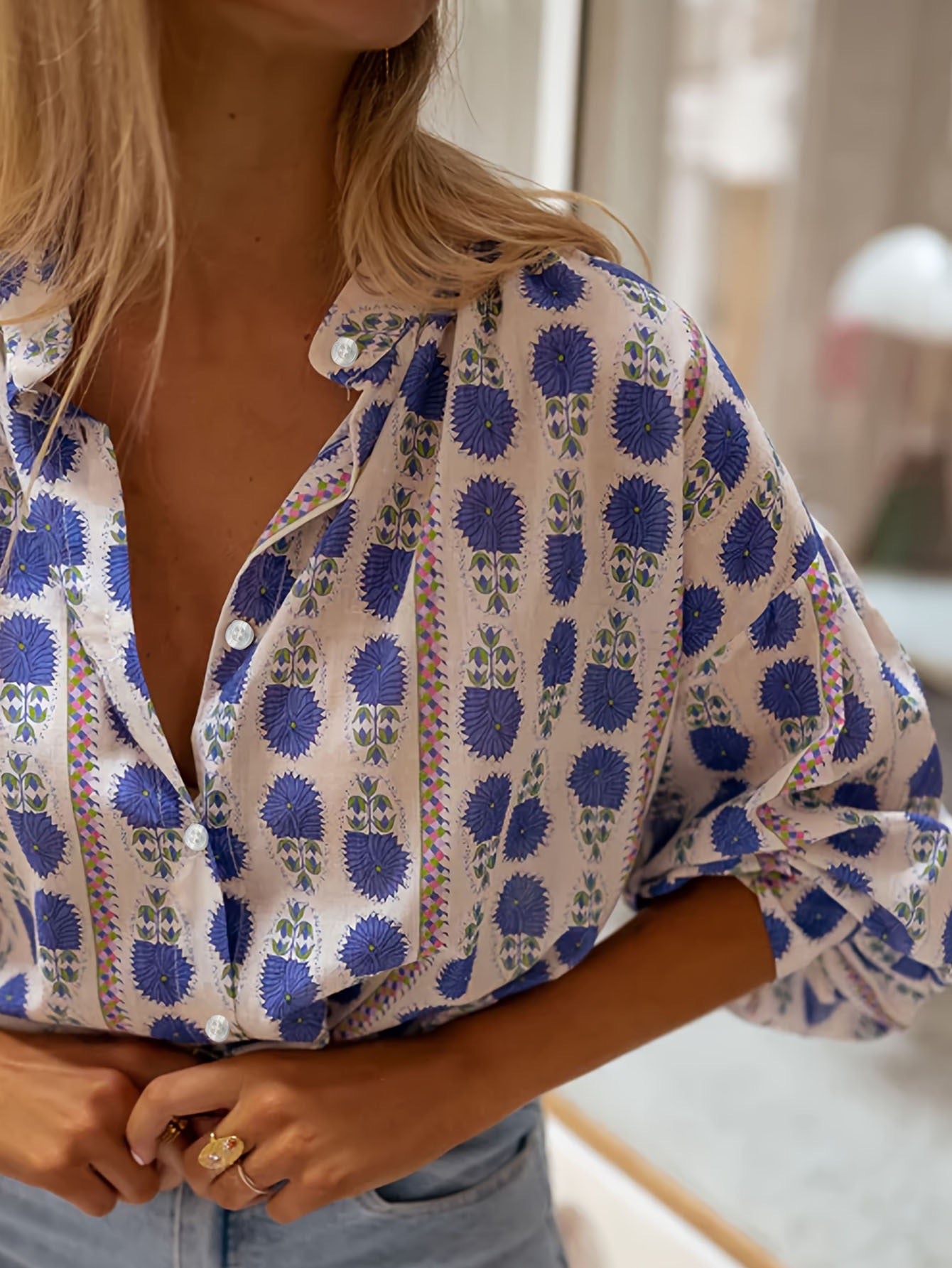 Indigo Bloom Blouse