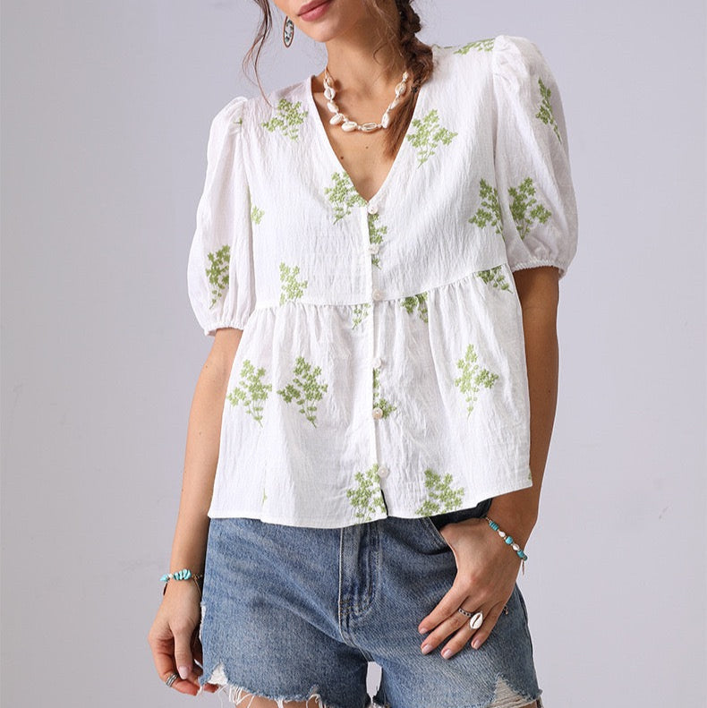 Boho Bloom Embroidered Blouse