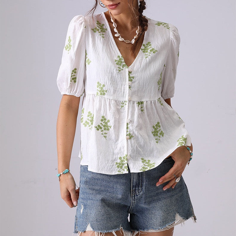 Boho Bloom Embroidered Blouse