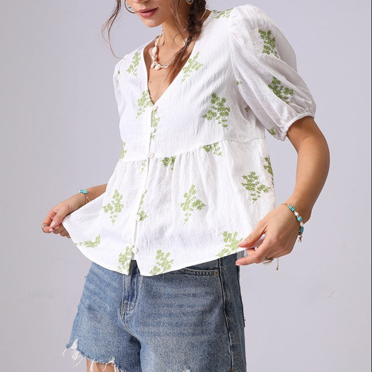 Boho Bloom Embroidered Blouse