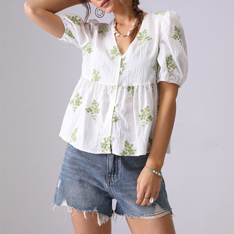 Boho Bloom Embroidered Blouse