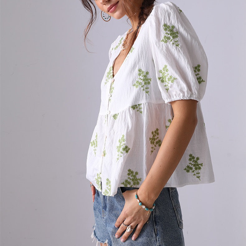 Boho Bloom Embroidered Blouse