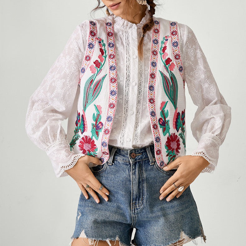 Wild Bloom Embroidered Vest