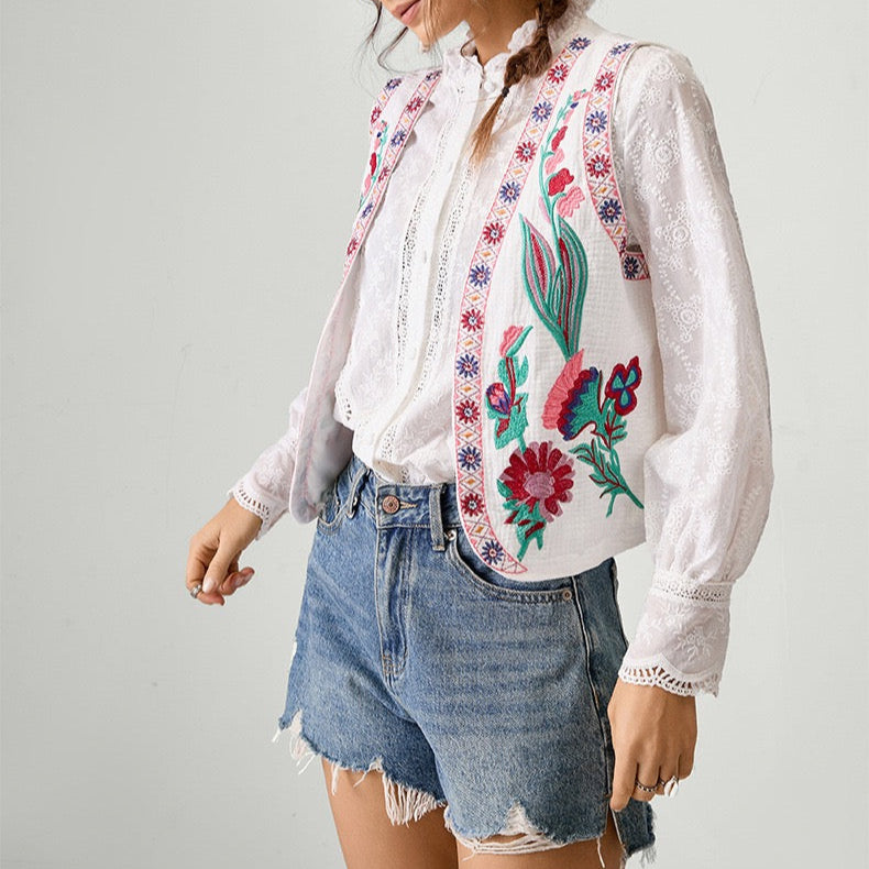Wild Bloom Embroidered Vest