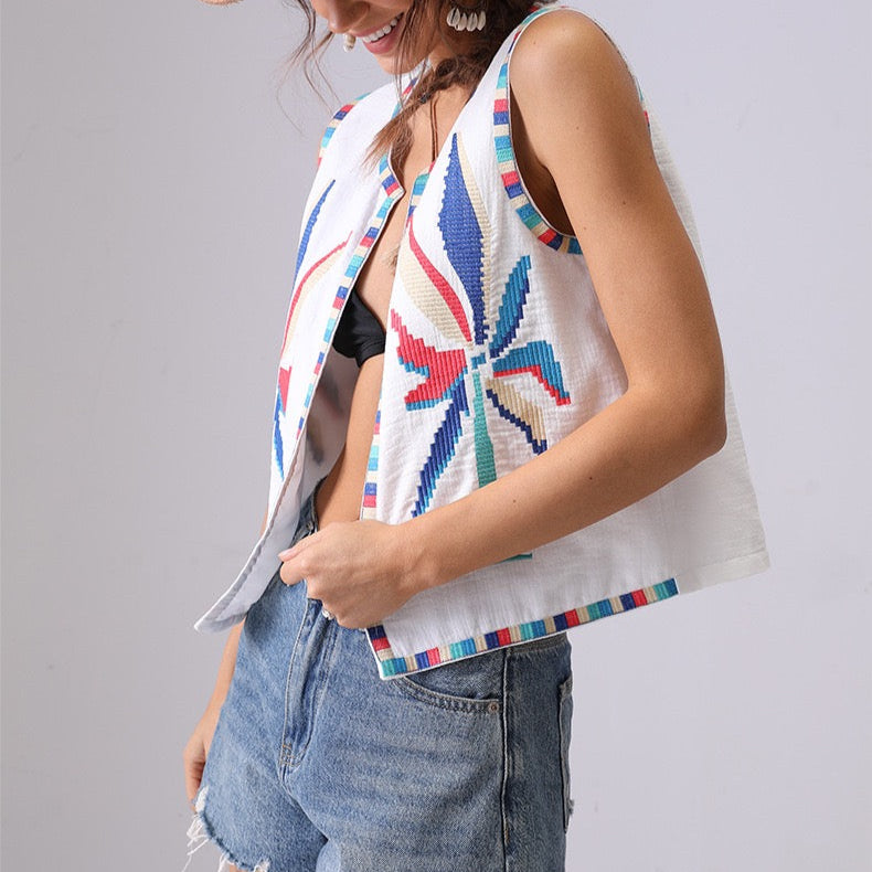 Tulum Tropic Embroidered Vest