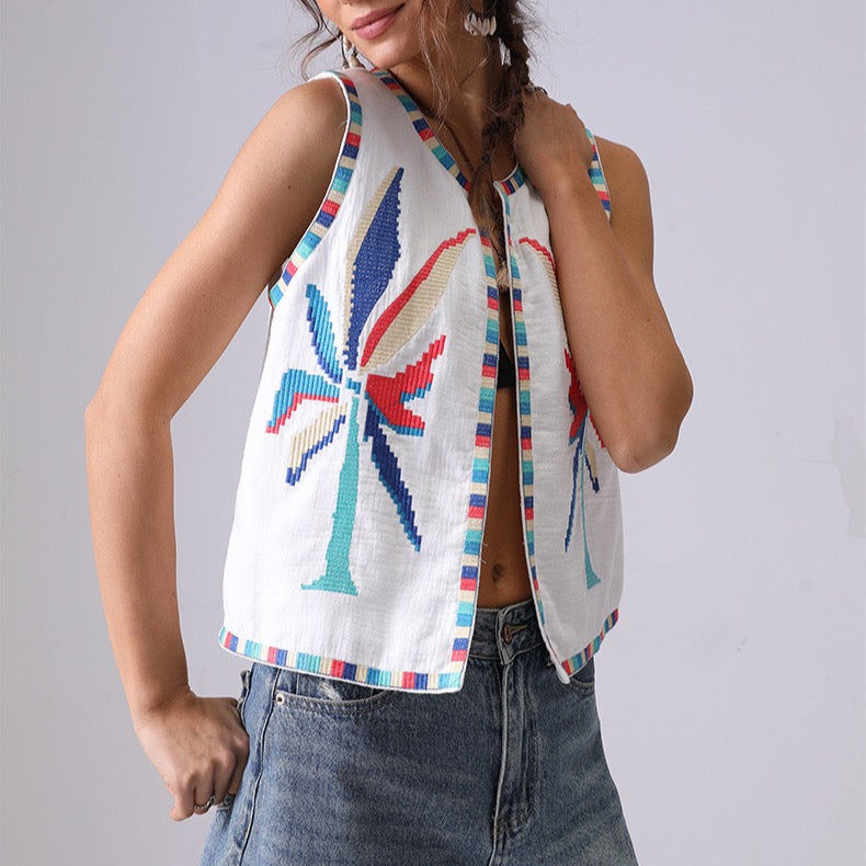 Tulum Tropic Embroidered Vest