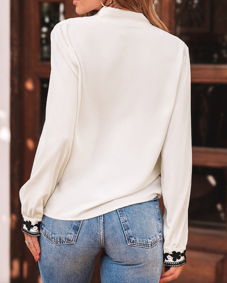 Midnight Petal Embroidered Shirt
