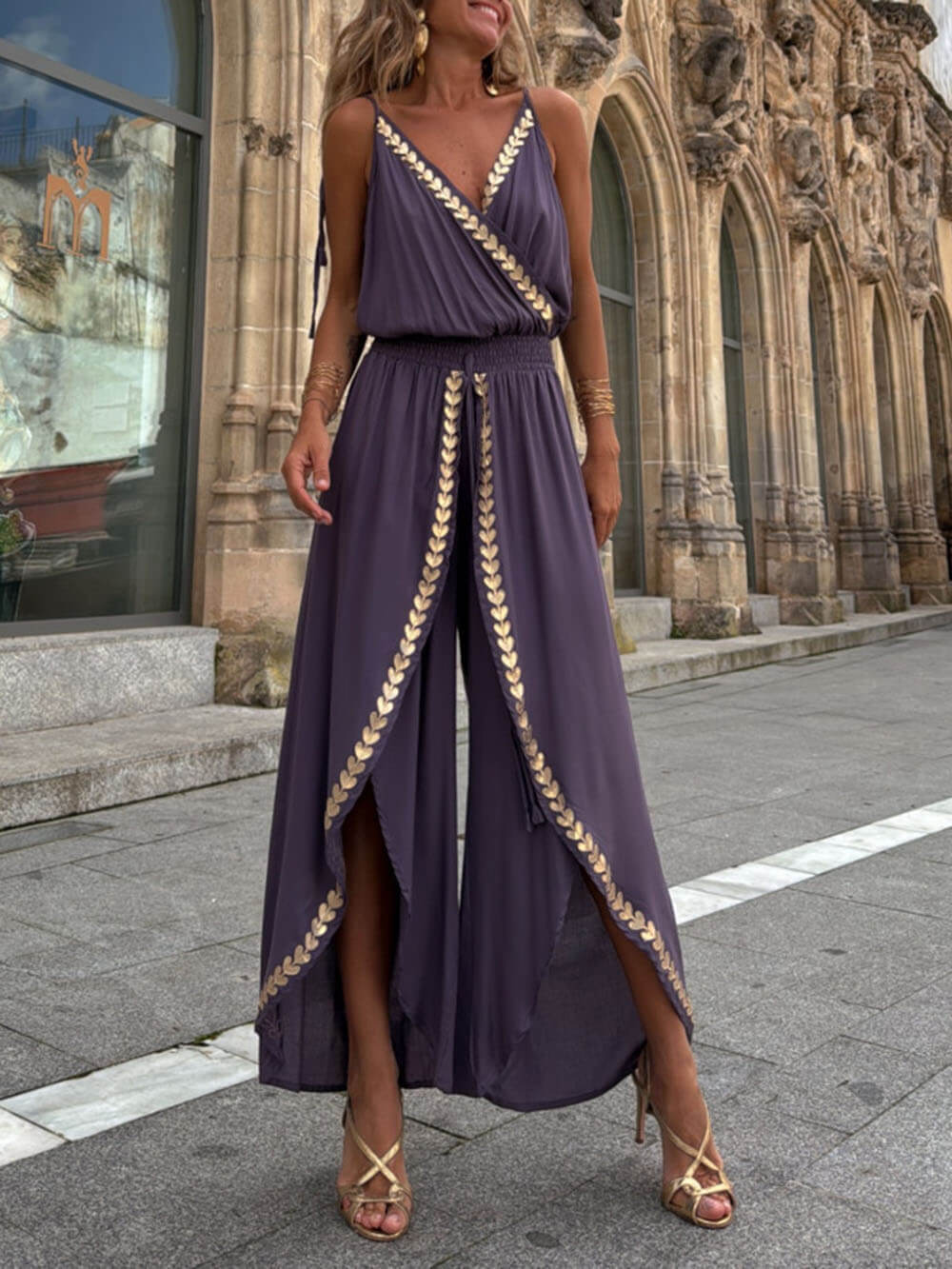 Aurelia Gold Border Jumpsuit