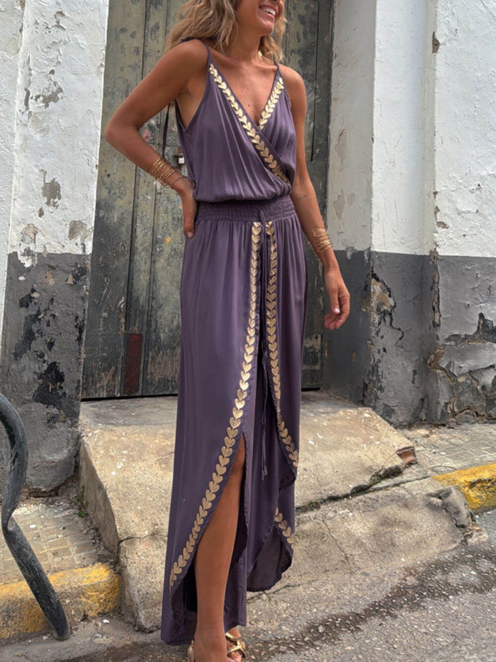Aurelia Gold Border Jumpsuit