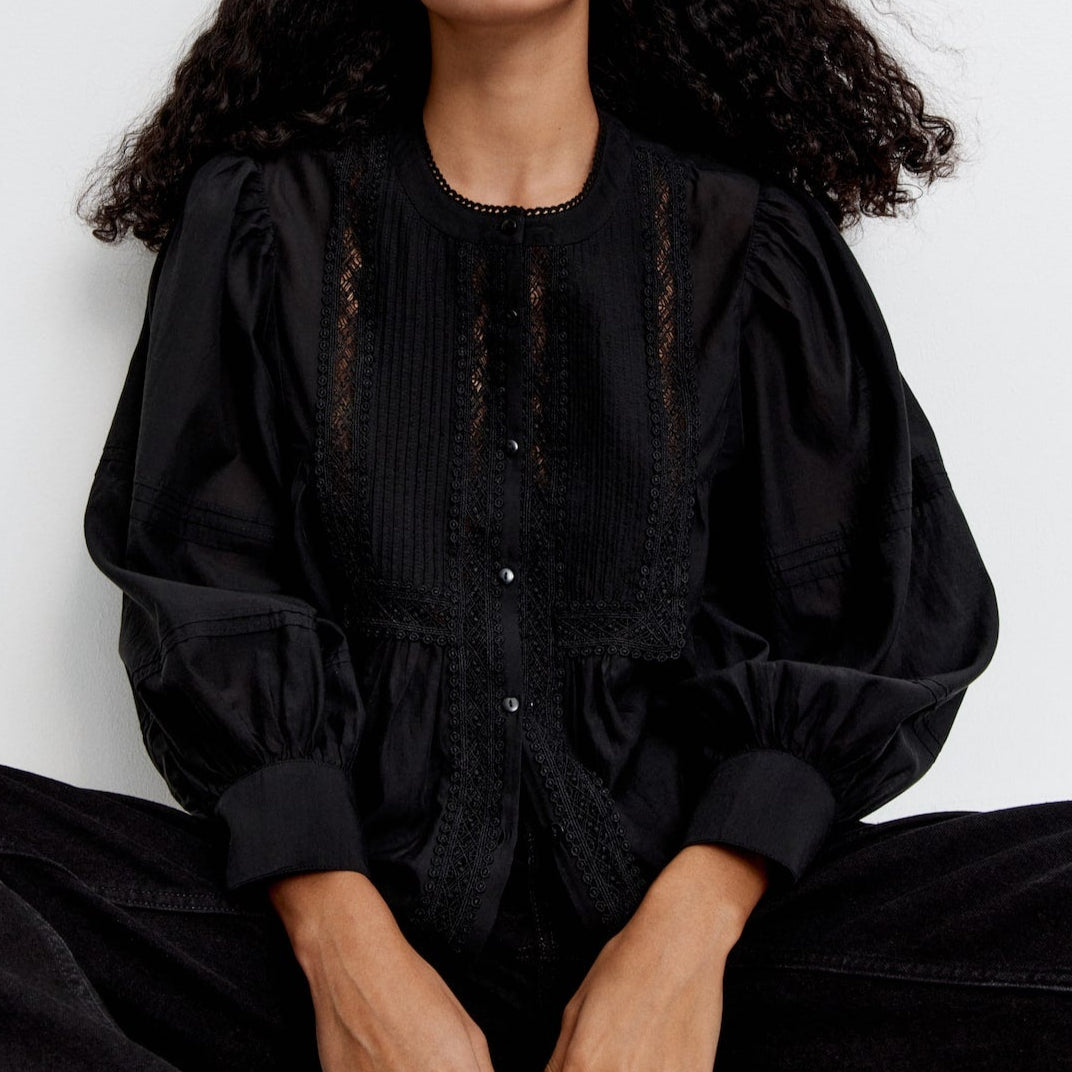 Lace Panel Boho Blouse
