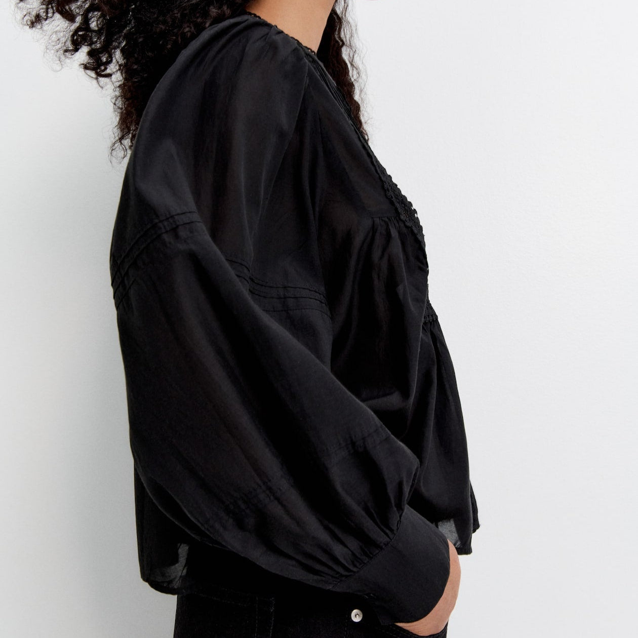 Lace Panel Boho Blouse