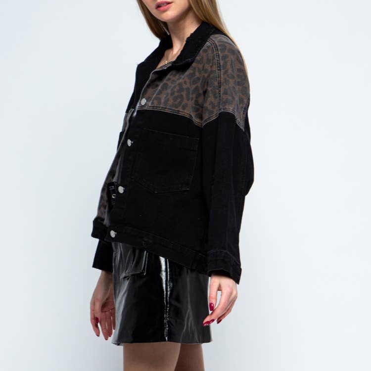 Leopard Patch Denim Jacket
