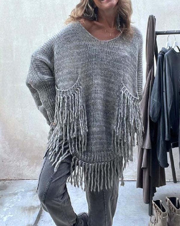 Boho Fringe Knit Sweater