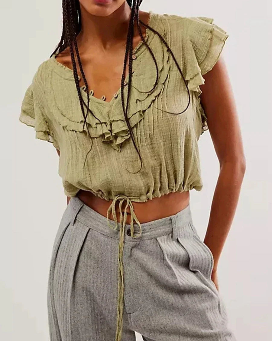Solea Ruffle Charm Crop Top