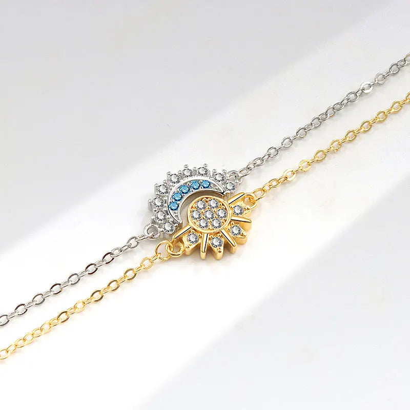 Sun & Moon CZ Bracelet Set