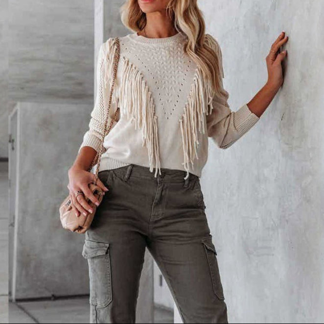 Solana Fringe Knit Pullover