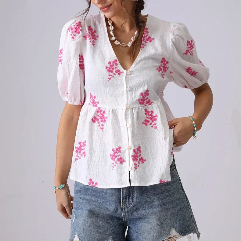 Boho Bloom Embroidered Blouse