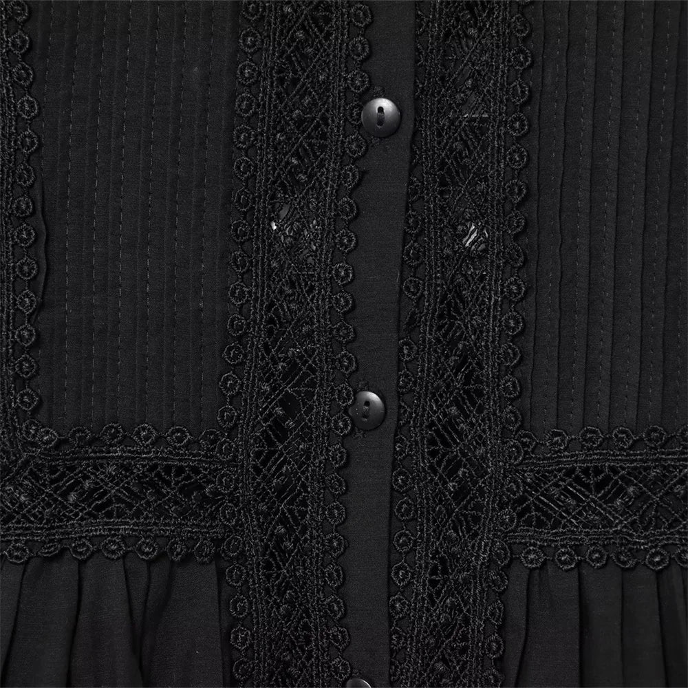 Lace Panel Boho Blouse