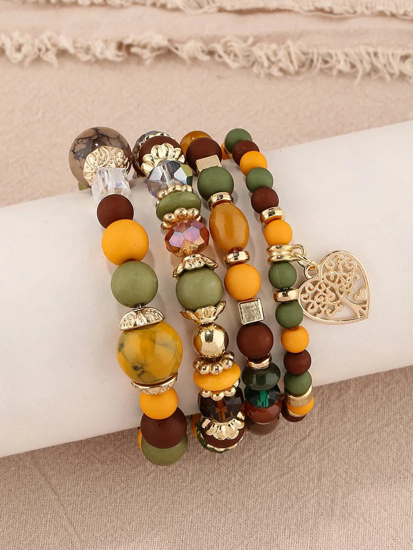 Boho Tree Charm Bracelet Set