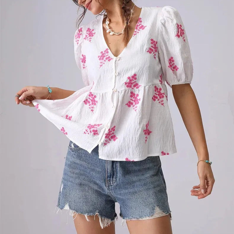 Boho Bloom Embroidered Blouse