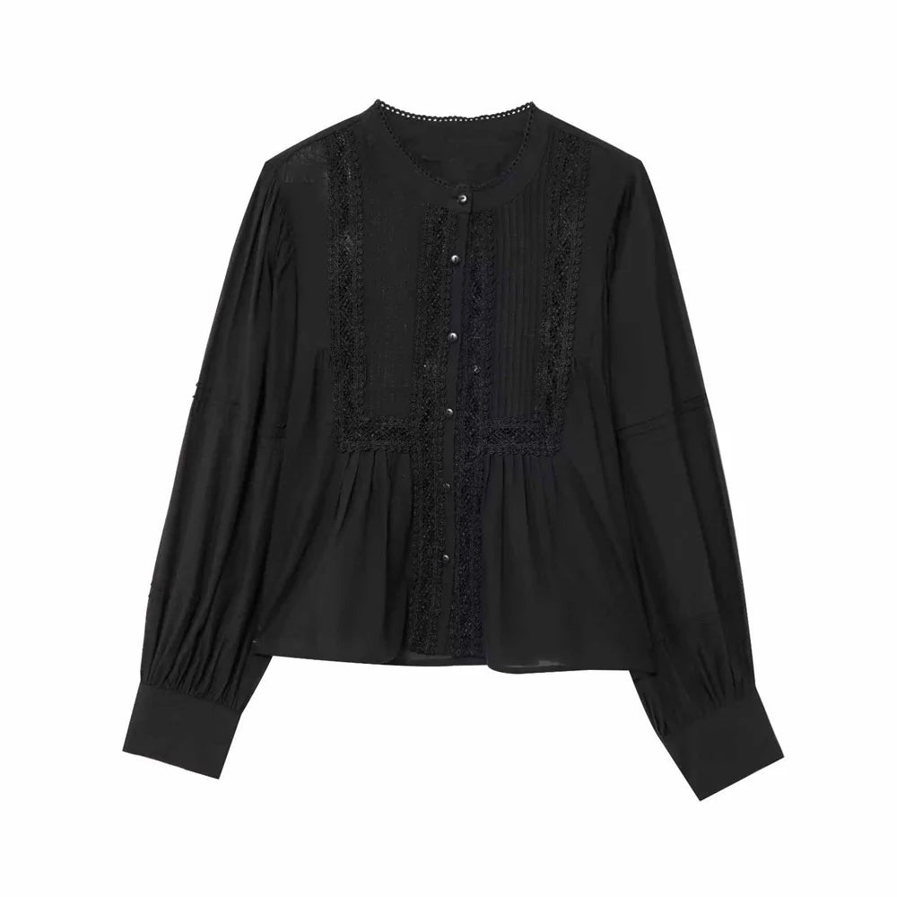Lace Panel Boho Blouse