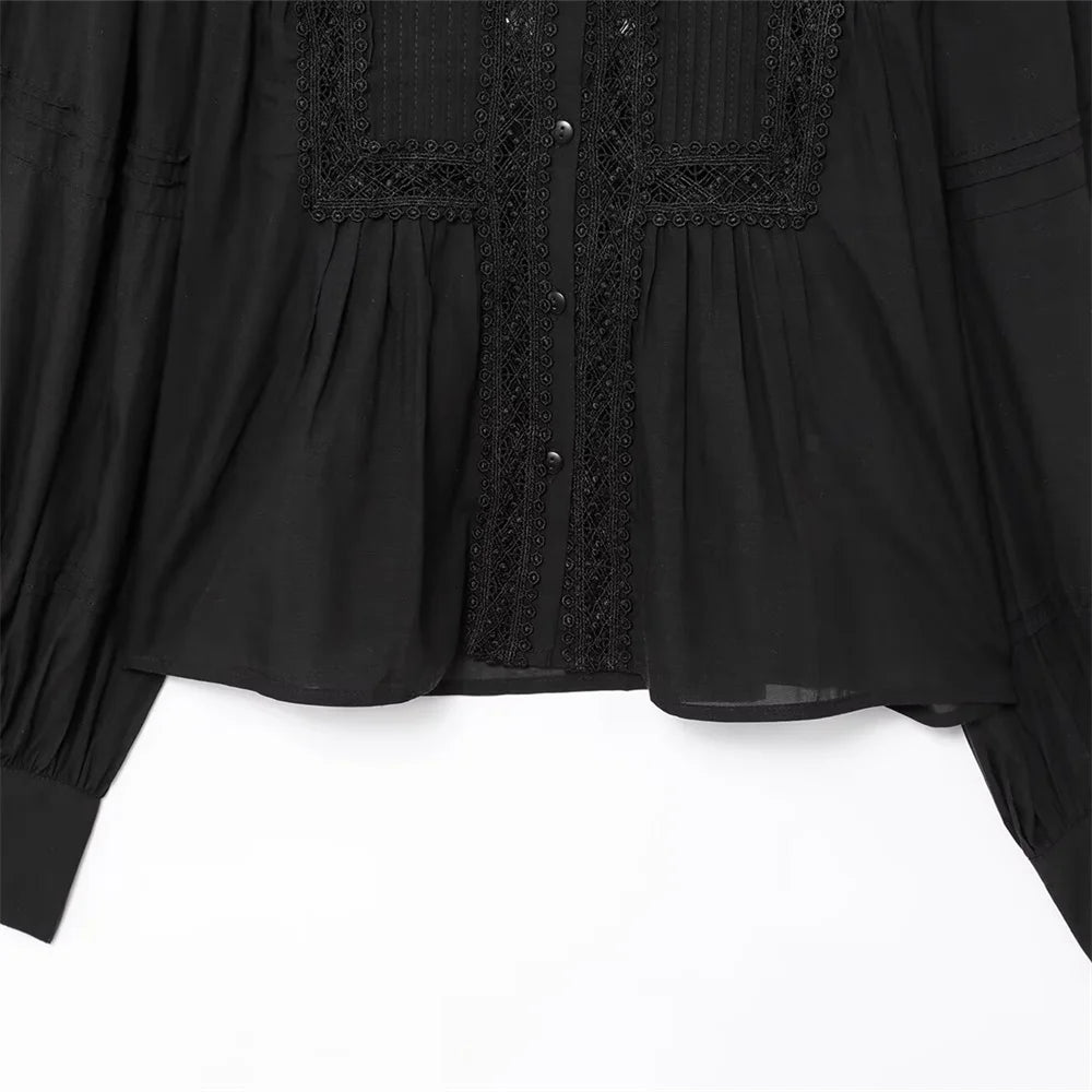 Lace Panel Boho Blouse