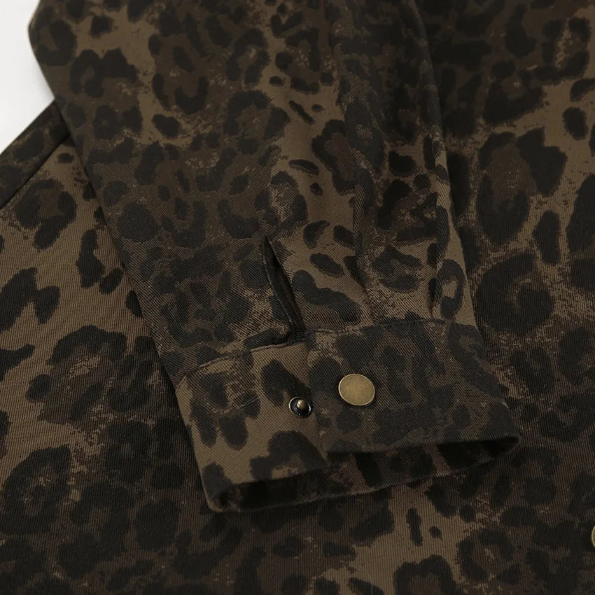 Vintage Leopard Print Shirt Jacket