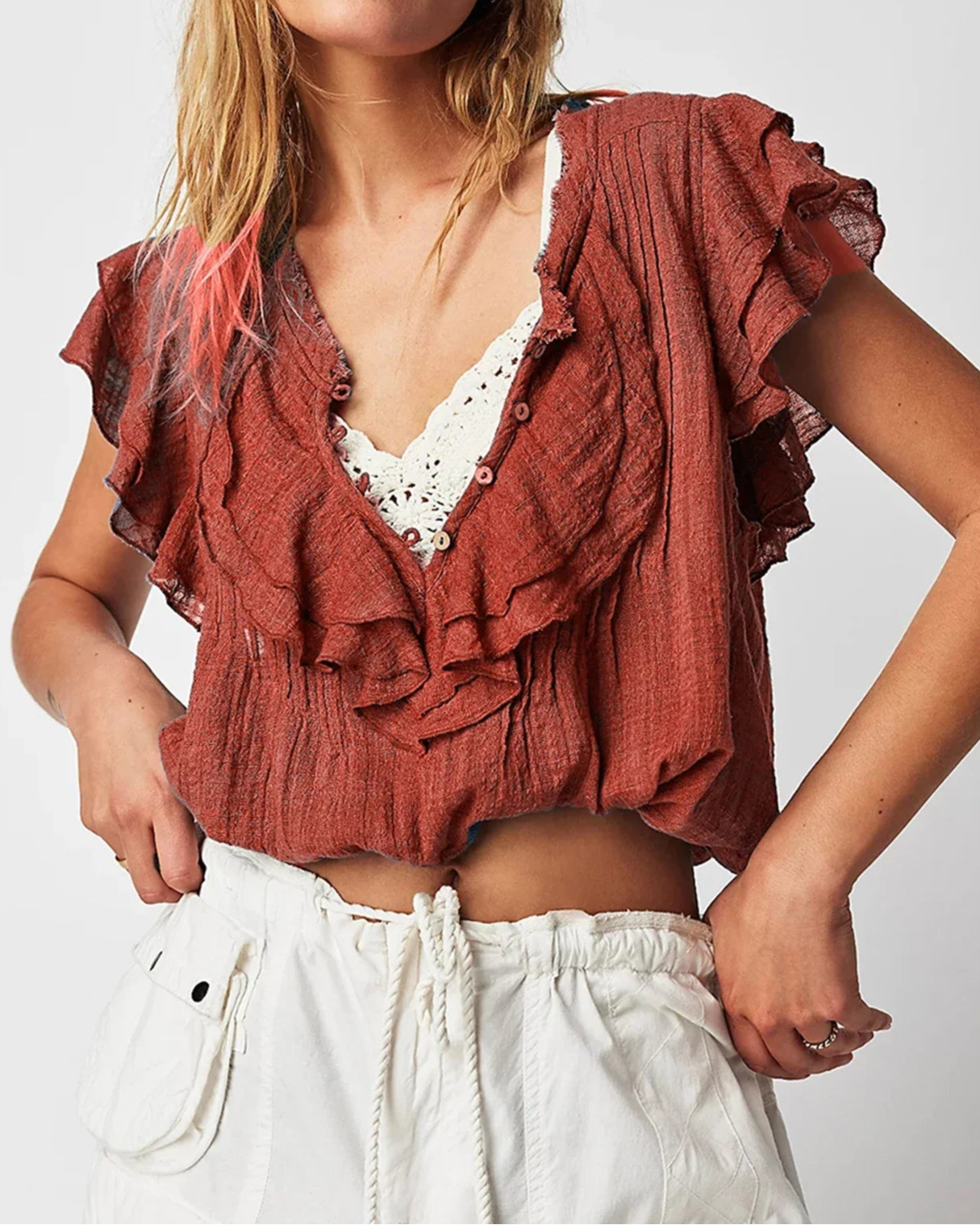 Solea Ruffle Charm Crop Top