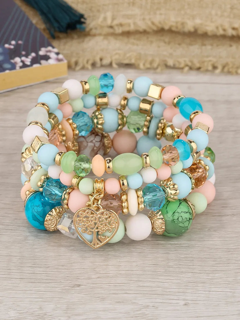 Boho Tree Charm Bracelet Set