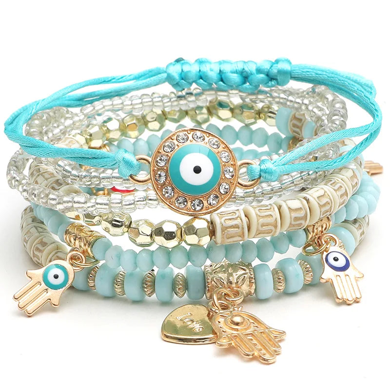 Evil Eye Charm Bracelet Set