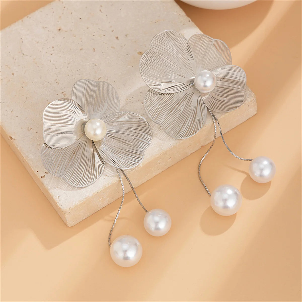 Pearl Petal Tassel Earrings