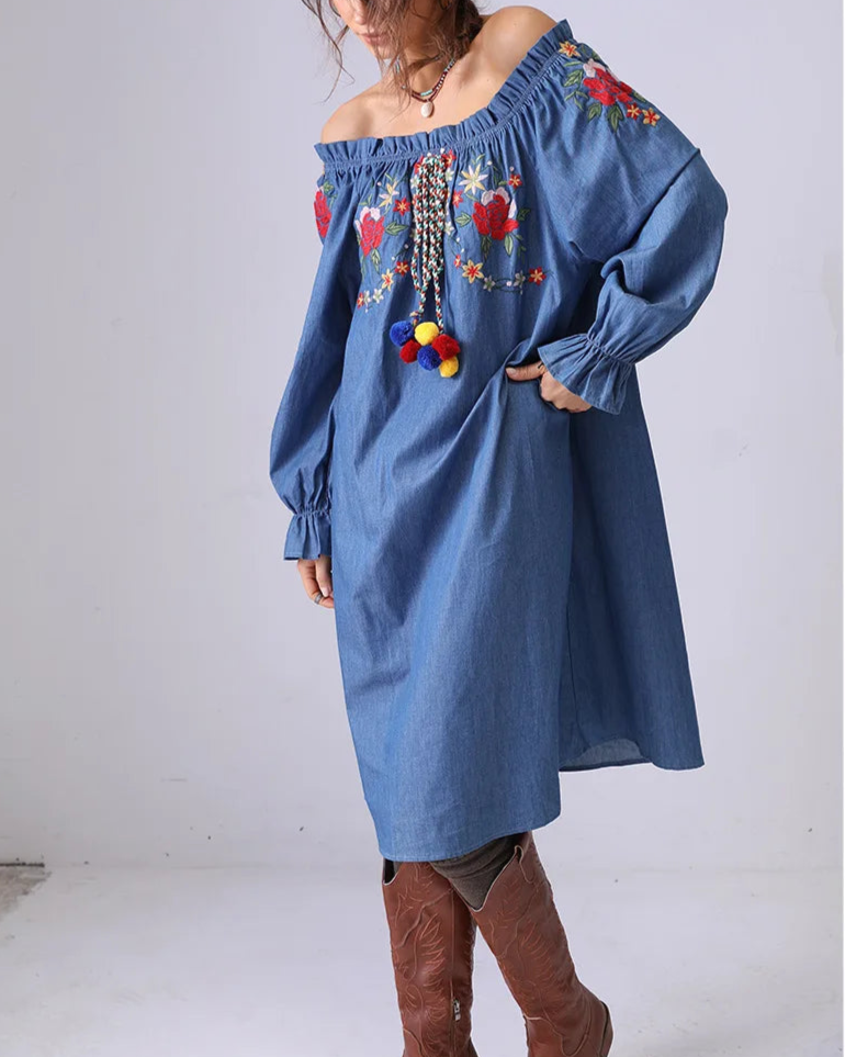 Luna Tassel Denim Dress
